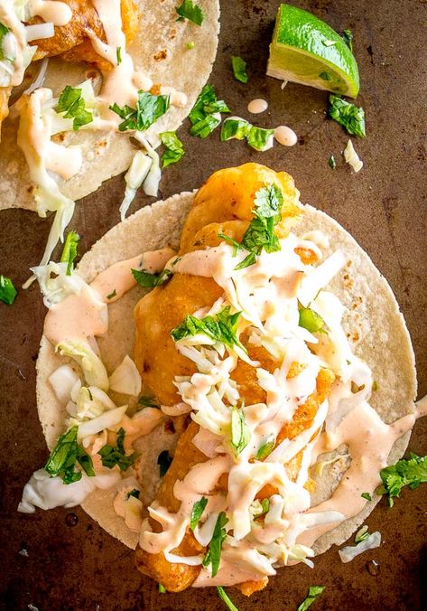 Baja Fish Tacos! | Mexican Please Chipotle Fish Tacos, Chipotle Fish, Mahi Tacos, Baja Fish Tacos, Pickled Cabbage, Fish Tacos Recipe, Healthy Tacos, How To Cook Fish, Two Fish