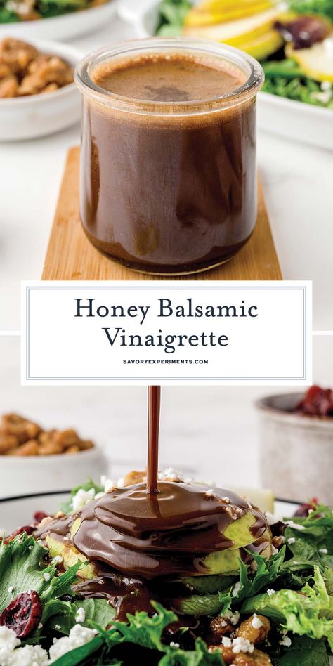 Honey Balsamic Vinaigrette is a simple and tasty salad dressing perfect for any occasion and all salads! Make ahead and keep in the refrigerator. Easy Homemade Salad, Creamy Coleslaw Dressing, Easy Homemade Salad Dressing, Honey Balsamic Dressing, Honey Balsamic Vinaigrette, Balsamic Recipe, Homemade Coleslaw, Honey Balsamic, Vinaigrette Recipe