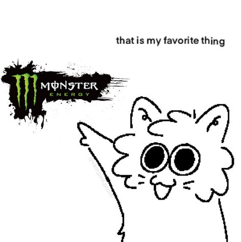 Monster energy drink Cat Drinking Monster Drawing, Monster Energy Pfp, Monster Cat, Dragon Tea, Monster Energy Drink, Monster Crafts, Goofy Drawing, Cat Doodle, Love Energy