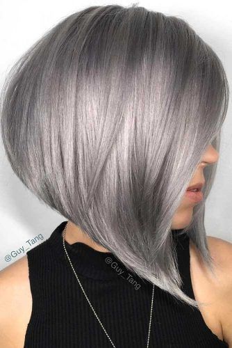 53 Short Hairstyles for Women 2019 That You Can Master | LoveHairStyles Grey Hair Dye, Gorgeous Gray Hair, Stacked Bob Haircut, Guy Tang, Silver Hair Color, Silver Grey Hair, Short Grey Hair, Gray Hair Highlights, Long Bob Hairstyles