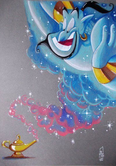 Aladdin Painting, Disney Genie, Genie Aladdin, Disney Drawing, Prismacolor Art, Disney Paintings, Images Kawaii, Disney Art Drawings, Disney Colors