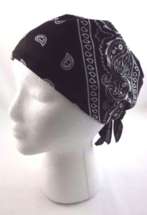 Black Bandana Aesthetic, Black And White Bandana, Nocturnal Bloodlust, Fall Moodboard, Bandana Outfit, Scarf Head Wrap, Head Bandana, Bandanas Men, Black Bandana