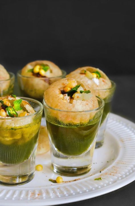 gol-gappa-chaat-recipe Indian Chaat, Wedding Food Menu, Pani Puri, Chaat Recipe, Appetizer Bites, Food Combining, Indian Street Food, Indian Snack Recipes, Indian Snacks