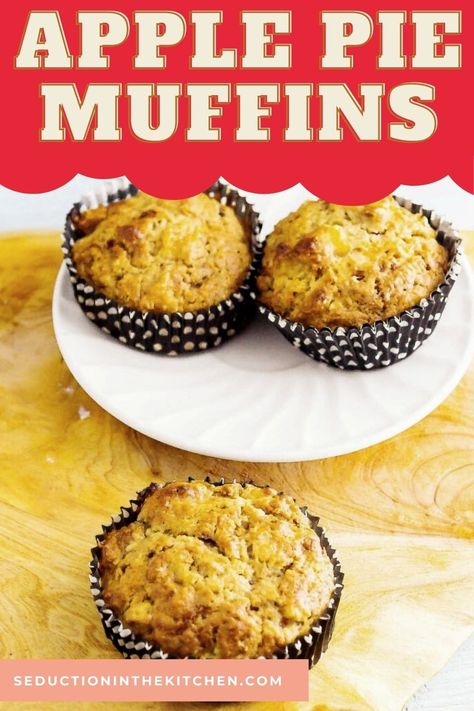 Are you looking for muffin recipes? Apple Pie Muffins is a simple muffin recipe with a crumbled apple pie. These moist and delicious apple muffins are perfect for using leftover apple pie. So if you want an easy muffin recipe, you need to make these apple pie muffins! | SedutcionInTheKitchen.com #muffinrecipe #applemuffins #applepie Apple Pie Filling Muffins Simple, Canned Apple Pie Filling Muffins, Leftover Apple Pie What To Do With, What To Do With Leftover Apple Pie Filling, Muffins With Apple Pie Filling, Muffin Recipes Apple, Apple Pie Filling Muffins, Leftover Apple Pie Filling, Leftover Apple Pie