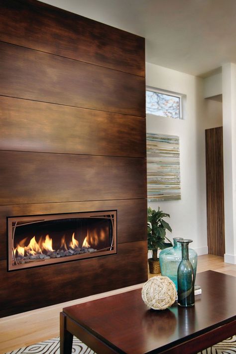 Light Tone Wood Floor With Modern Wood Fireplace Fireplace With Metal Surround, Adhesive Fireplace Tile, Metal Fireplace Wall, Entryway Fireplace Ideas, Office Fireplace Ideas, Casual Family Room Design, Scandinavian Living Room Fireplace, Tile Fireplace Floor To Ceiling, Tv Next To Fireplace Ideas