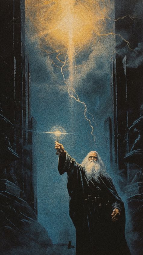 80's Dark Fantasy Art, Lightning Powers Aesthetic, Wizards Wallpaper, Retro Fantasy Art, Wizard Drawings, Old Wizard, Shadow Wizard, Mousepad Design, Money Gang