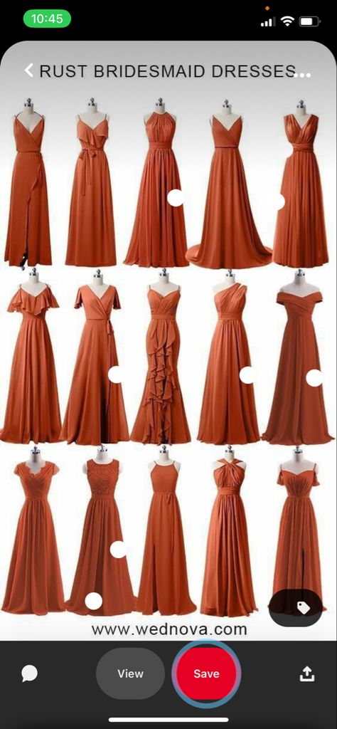 Wedding Guest Outfit Summer Classy, Rust Bridesmaid Dress, Orange Bridesmaid, Bridesmaid Dresses Under 100, Fall Bridesmaids, Orange Bridesmaid Dresses, Fall Bridesmaid Dresses, Dusty Blue Bridesmaid Dresses, Bridesmaid Dress Styles