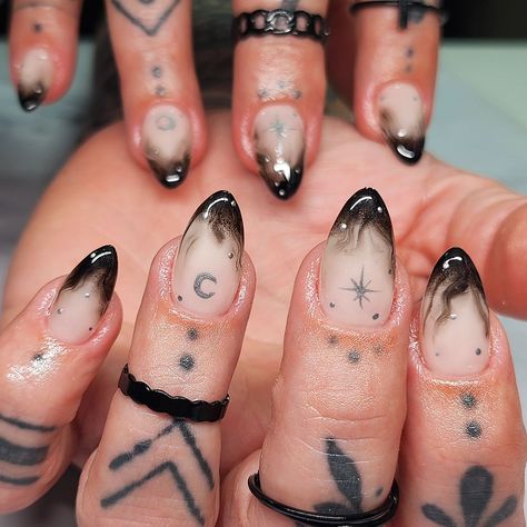 Spooky season us here 🖤 Using @ballpit_shop emo black 😍 #nanicuresunwrapped #tampanails #gelxnails #stpetenails #trendynails #spookynails #clearwaternails #nailinspo Sleep Token Nail Designs, Sleep Token Nails, Emo Nail Art, Emo Nails, Spooky Nails, Sleep Token, Trendy Nails, Spooky Season, Nail Ideas