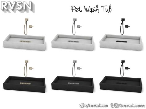 Perfect for any space - indoor or outdoor - this pet wash tub was designed to keep your pets clean whether you live in the suburbs or the middle or San Myshuno. Leave the tub as is or add some... The Sims 4 Cc Objects, Sims Bathroom, Sims 4 Pets Mod, Lotes The Sims 4, Sims Pets, San Myshuno, Sims Free Play, Cc Furniture, Sims 4 Bedroom