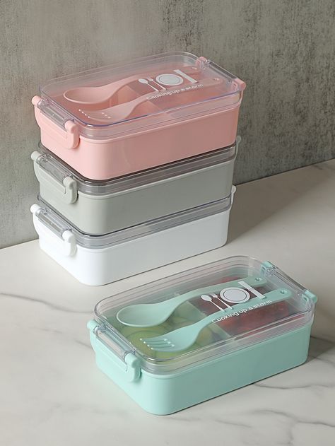 Multicolor  Collar  PP Plain Single-Layer Lunch Boxes Embellished   Kitchen & Dining Cute Lunch Boxes For School, Lunch Box Aesthetic, Bento Box For Adults, Lunch Box Cute, Bento Boxes Containers, Lunch Box For School, School Lunch Boxes, Lunch Box Idea, Cute Lunch Boxes