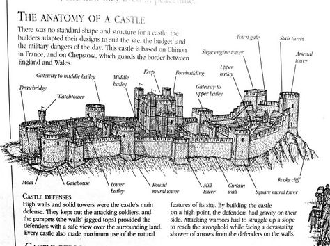 Anatomy of a Medieval Castle Chateau Medieval, Medieval Life, Medieval World, D D Maps, Castle Designs, Fantasy Castle, Medieval History, A Castle, Medieval Castle