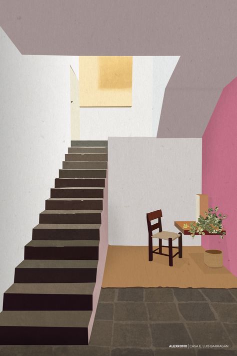 Illustrator + Photoshop Architecture Illustration, Architecture, Collage, Pins, Luis Barragan