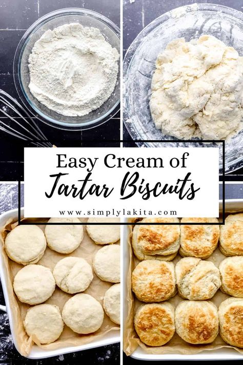 These Homemade Cream of Tartar Biscuits are simple, fluffy, and the perfect thing to spread butter and your favorite jam on straight from the warm oven. Simple and delicious! simplylakita.com #creamoftartar #homemadebiscuits Cream Of Tartar Biscuits, Tartar Recipe, Cream Of Tartar Recipe, Cream Cheese Biscuits, Best Homemade Biscuits, Milk Biscuits, Homemade Biscuits Recipe, Cream Of Tarter, Tasty Bread Recipe