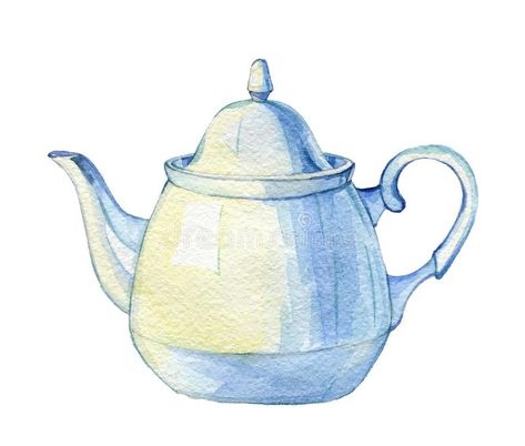 Teapot Watercolor Painting, Watercolour Teapot, Tea Pot Drawing, Gcse Fragments, Tea Pot Illustration, Watercolor Teapot, Teapot Painting, Teapot Illustration, Teapot Drawing