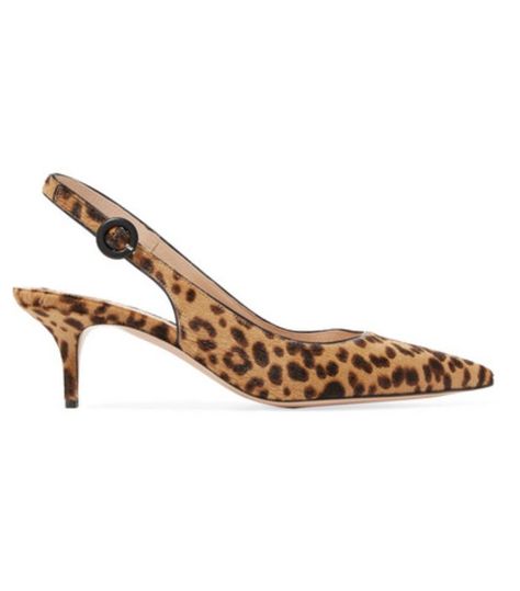 Gianvito Rossi Anna 55 Leopard-Print Calf Hair Slingback Pumps Office Heels, Trending Heels, Leopard Print Shoes, Wardrobe Wishlist, Chic Shoes, Low Heel Sandals, Print Shoes, Kitten Heel Pumps, Brown Heels