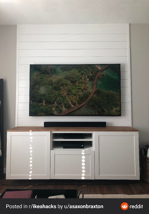 Basement Shiplap Tv Wall, Accent Wall Behind Tv Stand, Black Shiplap Behind Tv, Vertical Shiplap Behind Tv, Shiplap Tv Accent Wall Living Room, Low Profile Tv Wall, Shiplap Behind Tv Living Room, Vertical Shiplap Tv Wall, Shiplap Wall Behind Tv