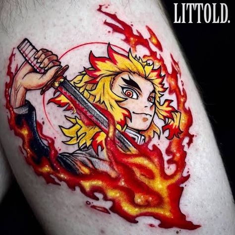 Rengoku Set Your Heart Ablaze, Set Your Heart Ablaze Tattoo, Set Your Heart Ablaze, Flame Hashira, Blood Tattoo, Slayer Tattoo, Tatoo Inspiration, Realistic Tattoo Sleeve, Fire Tattoo