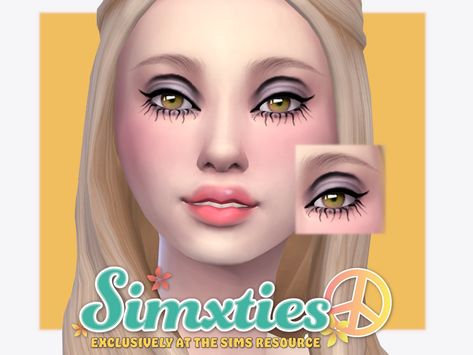 The Sims Resource - Simxties Eyeliner Sims 4 Cc 1960s Hair, Sims 4 60s Cc, Retro Eyeliner, Ts4 Lookbook, 1960s Makeup, 1920s Makeup, 60s Makeup, 1960s Hair, Makeup Cc