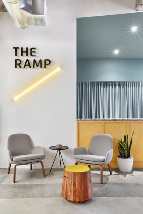 Employing color as a practical orientation aid and an expression of the company’s youthful spirit, this workspace of the week is a stunning example of use of color and multi-sensory design.

LiveRamp is a leading tech company based in California, they employed Studio O+A to complete their workspace design project at the #SanFrancisco HQ across 3 floors in the historic Standard Oil building. Interior Brick, Floor Graphics, Look Office, Office Lounge, Office Reception, Waiting Area, Reception Areas, Office Interior Design, Interior Design Firms