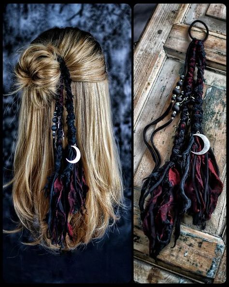 Fantasy Hair Clip, Witch Hair Accessories, Pagan Hairstyles, Witchy Hairstyles, Witch Hairstyles, Fantasy Moon, Pagan Fashion, Bohemian Hair Accessories, Witch Hair