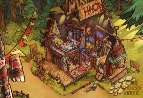 Mystery Shack cutaway. Mystery Shack Interior, Gravity Falls Mystery Shack Layout, Mystery Shack Floor Plan, Gravity Falls House, Libro Gravity Falls, Mystery Shack, Desenhos Gravity Falls, Gravity Falls Fan Art, Gravity Falls Art