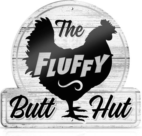 🐔 PERFECT SIZE: 12" x 12" Fluffy Butt Hut chicken sign made of 5mm Thick PVC material. 🐔 STURDY, LIGHTWEIGHT MATERIAL: Rigid strong PVC chicken coop sign is great as chicken lover gift #chickens #chickenlovers #chickencoop #backyardchickens #fluffybutthut Reban Ayam, Chicken Hut, Vintage Kitchen Signs, Chicken Accessories, Chicken Coop Decor, Chicken Nesting Boxes, Chicken Coop Signs, Chicken Signs, Chicken Lover Gifts