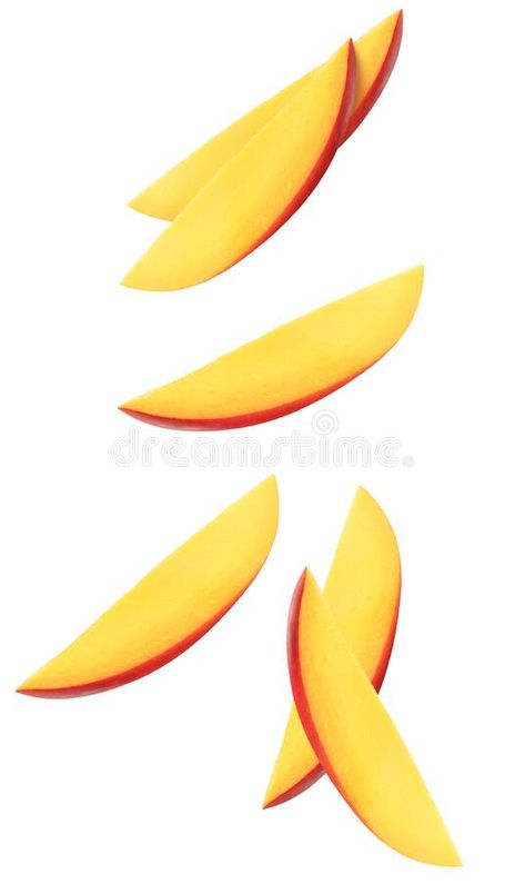 Isolated flying mango slices. Falling mango fruits isolated on white background with clipping path. stock photo Mango Slices Photography, Mango Slices, Dessert Sushi, Mango Fruit, Fall Fruits, Fruit Slice, Computer Graphics, Food Photo, Pink Yellow