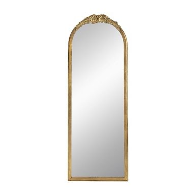 Gold Floral Top Arch Frame Floor Mirror, 19x55 in. Purple Princess Bedroom, Parisian Bedroom Ideas, Mansion Apartment, Wood Floor Mirror, Modern Floor Mirrors, Arched Floor Mirror, Parisian Bedroom, Mirror Dressing, Make Up Mirror