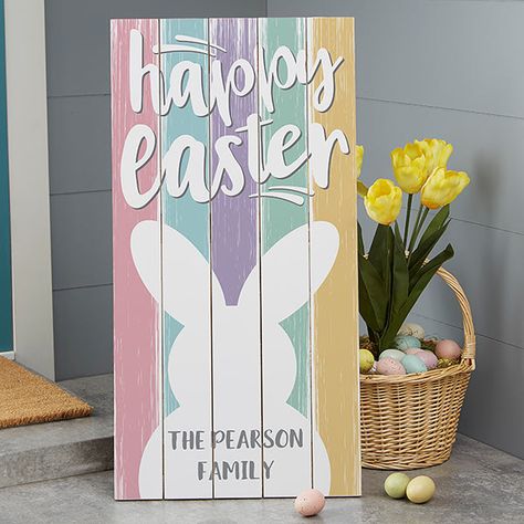 Personalized Wood Pallet Signs - Happy Easter Easter Wood Signs, Easter Wood Crafts, Easter Greetings Messages, Wood Pallet Signs, Easter Projects, Easter Signs, Easter Crafts Diy, Easter Greetings, Spring Easter Decor