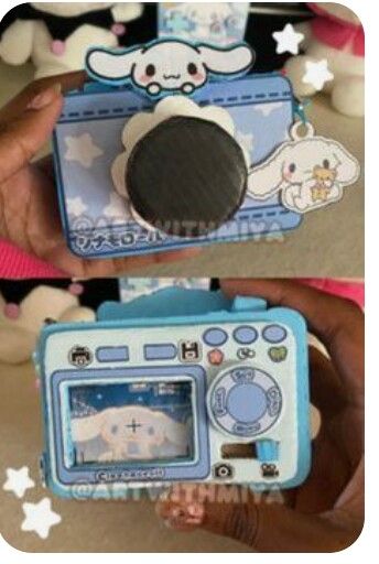 How To Make A Camera Out Of Paper, Cinnamoroll Crafts Printable, Kawaii Cardboard Crafts, Sanrio Diy Crafts Paper, Cinnamoroll Diy Crafts, Sanrio Crafts Printable, Projects With Cardboard, Hello Kitty Arts And Crafts, Diy Camera Craft