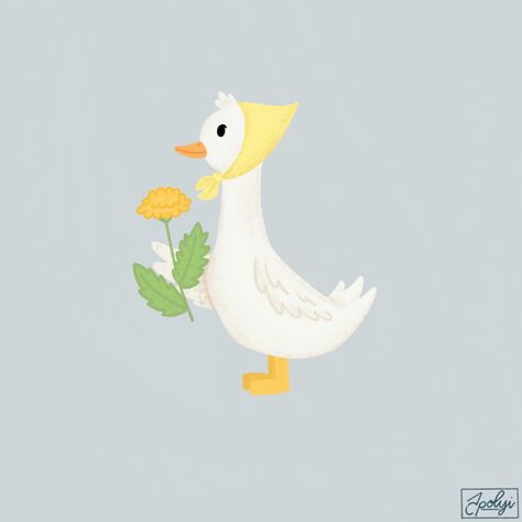 #childrenillustration #goose #flower Goose Illustration Drawings, Nursery Rhyme Decorations, Goose Illustration, Duffy Duck, Goose Drawing, Duck Clipart, Cute Ducklings, Art Clipart, Kawaii Drawings