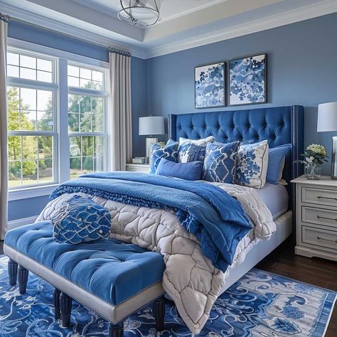 Beautiful Bed Designs, Blue Bedroom Design, Home Decor Cozy, Teal Bedroom, Coastal Bedroom Decorating, Blue Bedroom Decor, Bedroom Deco, Home Decor Ideas Living Room, Bedroom Decor Inspiration