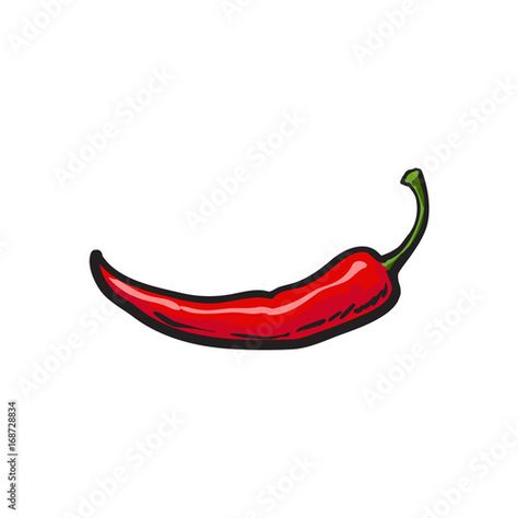 Spicy Pepper Drawing, Chili Tattoo Design, Hot Pepper Tattoo Small, Chili Pepper Art, Chilli Pepper Drawing, Red Chilli Tattoo, Chilly Tattoo, Pepper Tattoo Ideas, Chilli Pepper Tattoo