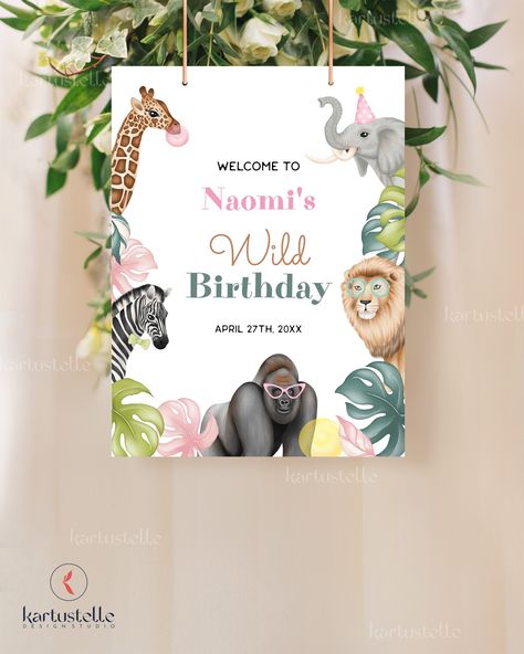 Safari Welcome Sign, Animals Birthday Party, Safari Animals Birthday, Animals Jungle, Animals Party, Wild One Birthday, Party Welcome Sign, Wild One Birthday Party, Animals Birthday