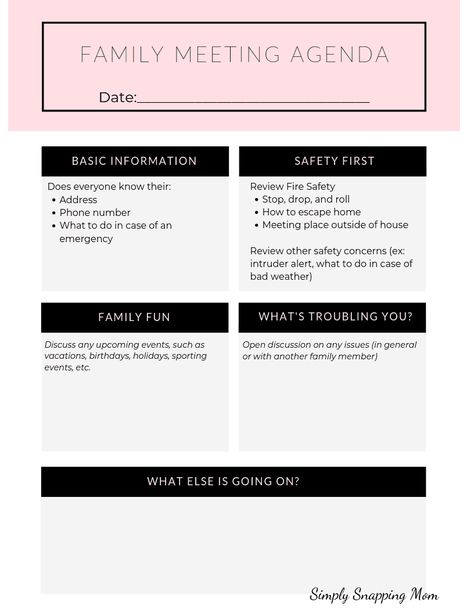 Family Meeting Agenda, Family Meetings, Life Skills Kids, Fire Safety Tips, Agenda Ideas, Family Mission, Family Meeting, Meeting Agenda, Family Wellness