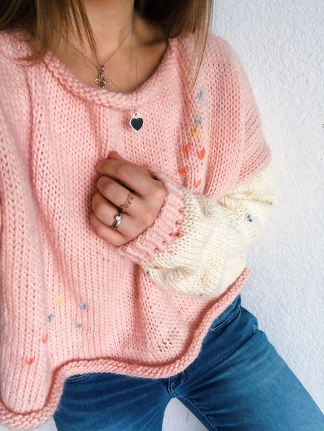 Pullover Sweater Knitting Pattern, Fancy Sweater, Summer Knitting Patterns, Diy Sy, Look Boho Chic, Sweater Knitting Pattern, Sweater Knitting, Heart Sweater, Candy Hearts