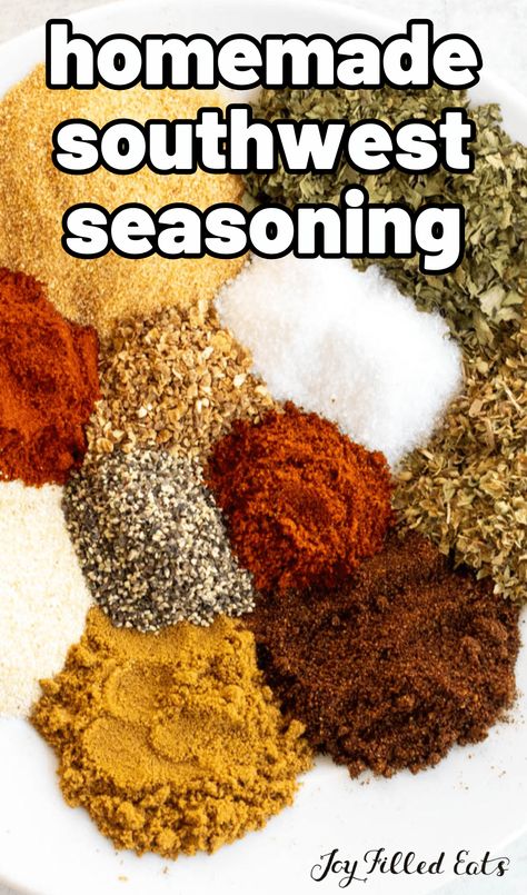 Use this Southwest Spice Blend to add a smoky flavor to your dishes! Perfect for Tex-Mex recipes, chicken dishes, and more! Southern Spice Blend, Rendezvous Seasoning Recipe, Southwest Blend Spice, Ap Seasoning Recipe, Bbq Seasoning Recipe Spice Mixes, Mexican Seasoning Blend, Chili Seasoning Blend, Tex Mex Seasoning, Southwest Seasoning Blend