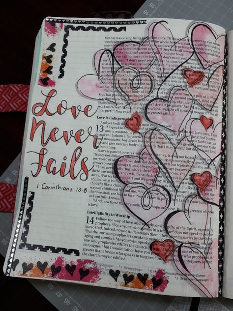 Valentines Bible Journaling, Bible Journaling About Love, Devotion Notes, Bible Doodles, Bible Journaling For Beginners, Bible Journals, Scripture Journal, Bible Drawing, Prayer Journaling