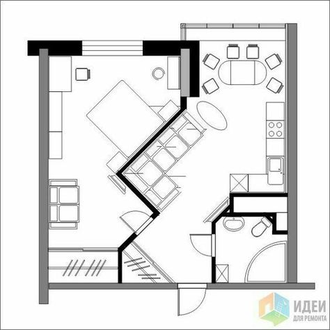 Apartment Floor Plan, Small House Floor Plans, Apartment Floor Plans, Tiny House Floor Plans, Apartment Layout, Apartment Plans, Loft House, Small Room Design, Room Planning