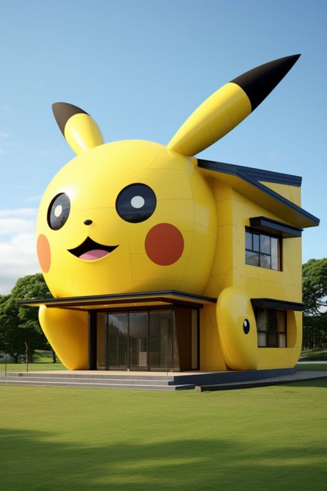 A family home shaped like and inspired by pikachu Pokemon House, House Design Inspiration, Pokemon Decor, Gengar Pokemon, Apple Iphone Wallpaper Hd, Cool Fidget Toys, Cool Toys For Girls, Home Idea, Discovery Kids