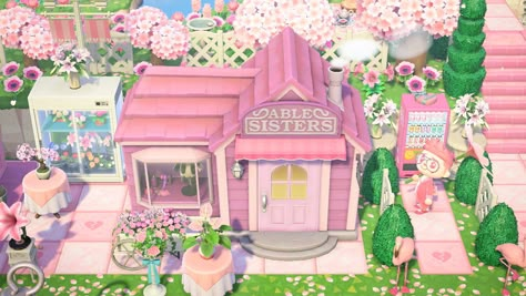 Pink Animal Crossing Island Ideas, Acnh Lovecore, Mods Acnh, Acnh House Layout, Acnh Mod, Modded Acnh, Pink Island Animal Crossing, Acnh Island Theme Ideas, Barbie Acnh