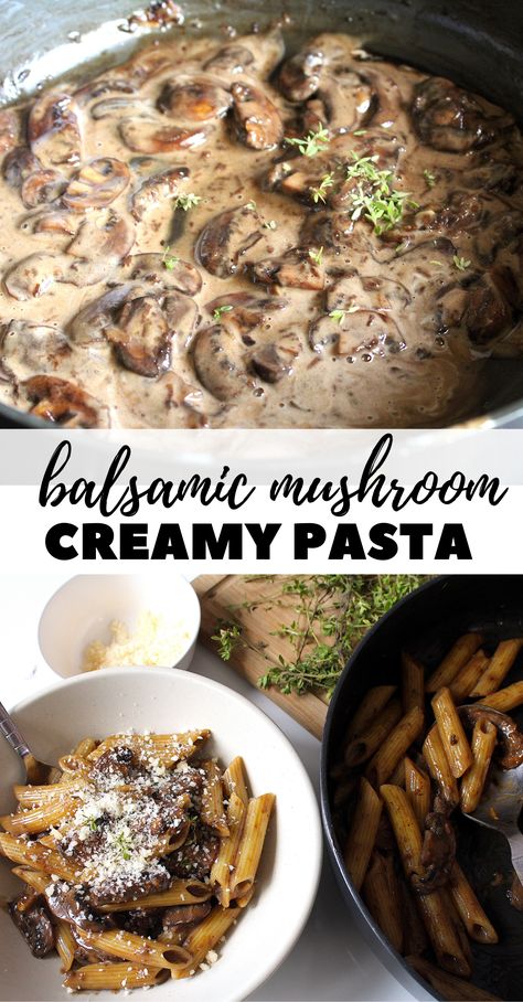 Balsamic Mushroom, Balsamic Pasta, Balsamic Mushrooms, Mushroom Recipes Pasta, Creamy Mushroom Pasta, Pasta Dinner Recipes, Mushroom Pasta, Creamy Pasta, Delicious Dinner