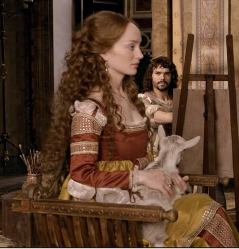 Giulia Farnese - The Borgias "The Assassin" Giulia Farnese, Borgias Costumes, Lotte Verbeek, The Borgia, Medieval Hairstyles, The Borgias, Fantasy Hair, Period Outfit, Costume Drama