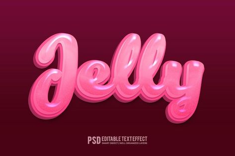 Jelly Logo Design, Typography Psd, Text Effect Design, Text Effect, Text Effects, Beautiful Tattoos, Vector Photo, Beautiful Words, Pink Color