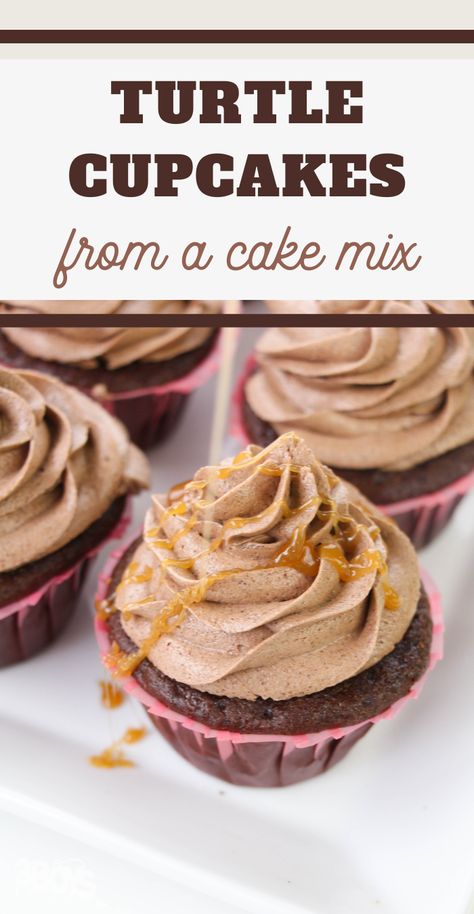 Turtle Cupcakes Recipe, Yellow Cake Mix Cupcakes, Cupcakes Using Cake Mixes, Cake Mix Cupcakes, Turtle Cupcakes, Cake Mix Ingredients, Corner Cafe, Cupcake Mix, Easy Cupcake Recipes