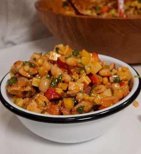 Buffalo Chicken Dense Bean Salad - by Violet Witchel Buffalo Chicken Dense Bean Salad, Dense Bean Salad With Chicken, Dense Bean Salad Recipes Violet, Dense Bean Salad Violet Witchel, Dense Bean Salad Recipes, Dense Bean Salad, Violet Witchel, Healthyish Recipes, Pro Metabolic