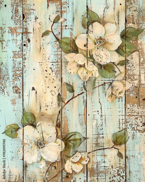 Vintage Florals on Rustic Wooden Background in Distressed Grunge Style Stock Illustration | Adobe Stock Decoupage Paper Printable, Vintage Floral Backgrounds, Vintage Scrapbook Paper, Decoupage Decor, Decoupage Printables, Papel Vintage, Vintage Paper Background, Rustic Background, Scrapbook Printing