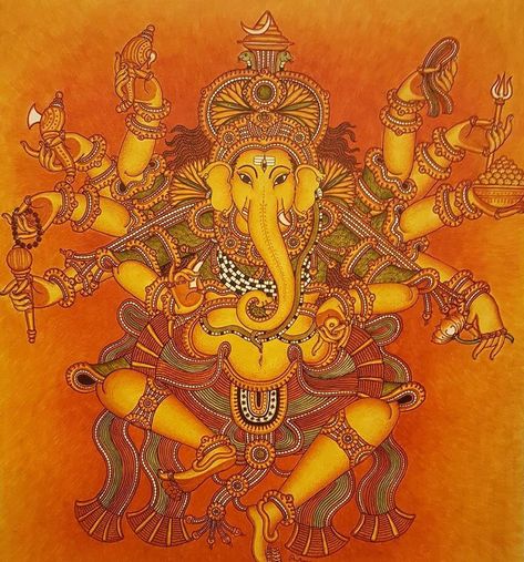 Drishti Ganapathi, Pookalam Design, Tanjore Art, Mural Paintings, Drawing Scenery, Ganesh Art Paintings, Kerala Mural Painting, Dhoni Wallpapers, God Images