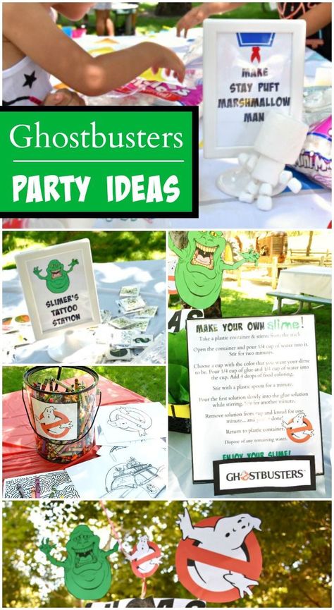 Ghostbusters Party Ideas, Jumbo Jenga, Slime Station, Ghost Busters Birthday Party, Make Your Own Slime, Ghostbusters Birthday, Ghostbusters Birthday Party, Ghostbusters Theme, Ghostbusters Party