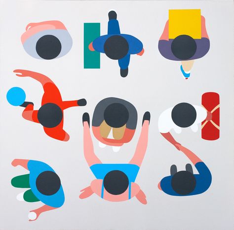 Minimalistic Drawings, People Top View, Geoff Mcfetridge, Aesthetic Illustrations, Rabbit Illustration, Interiors Magazine, Museum Of Contemporary Art, Art Practice, Illustration Character Design